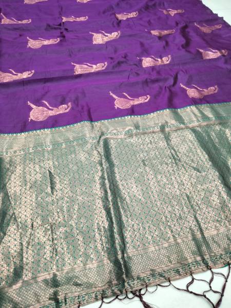 BT171 Purple Banarasi Soft Silk Saree Catalog